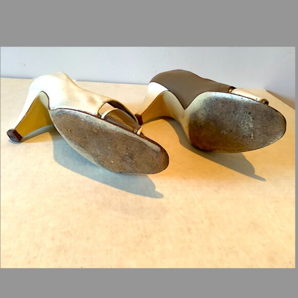 Stunning 1970s vintage Sergio Rossi Cream and Brown Spectator Pumps, Size 8.5 - Picture 7 of 16